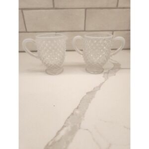 Mini Vintage Fenton Art Glass Opalescent Hobnail Creamer And Open Sugar Bowl Set